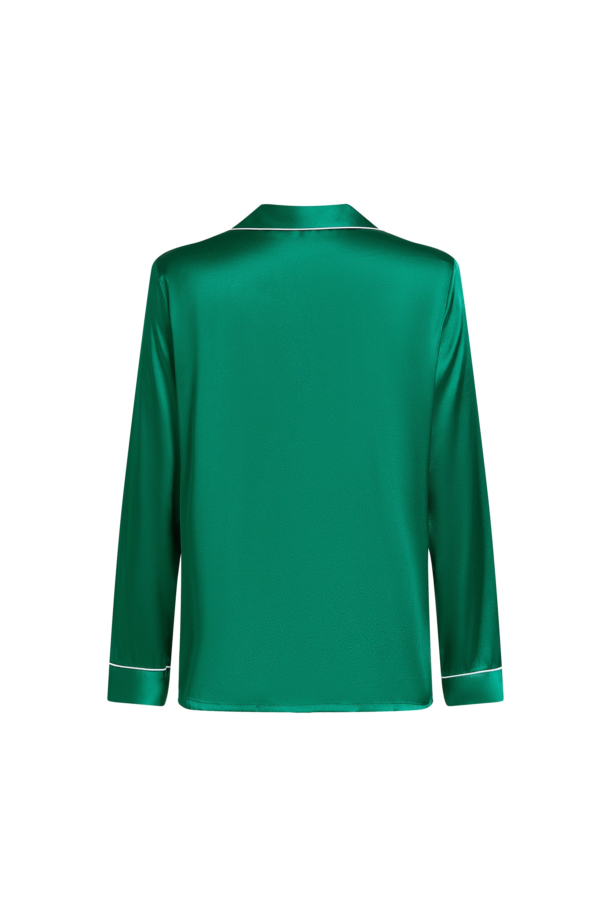 Viridian Lake Silk Pajama Set In Mulberry Silk - Viridian Depth