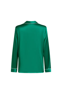 Viridian Lake Silk Pajama Set In Mulberry Silk - Viridian Depth