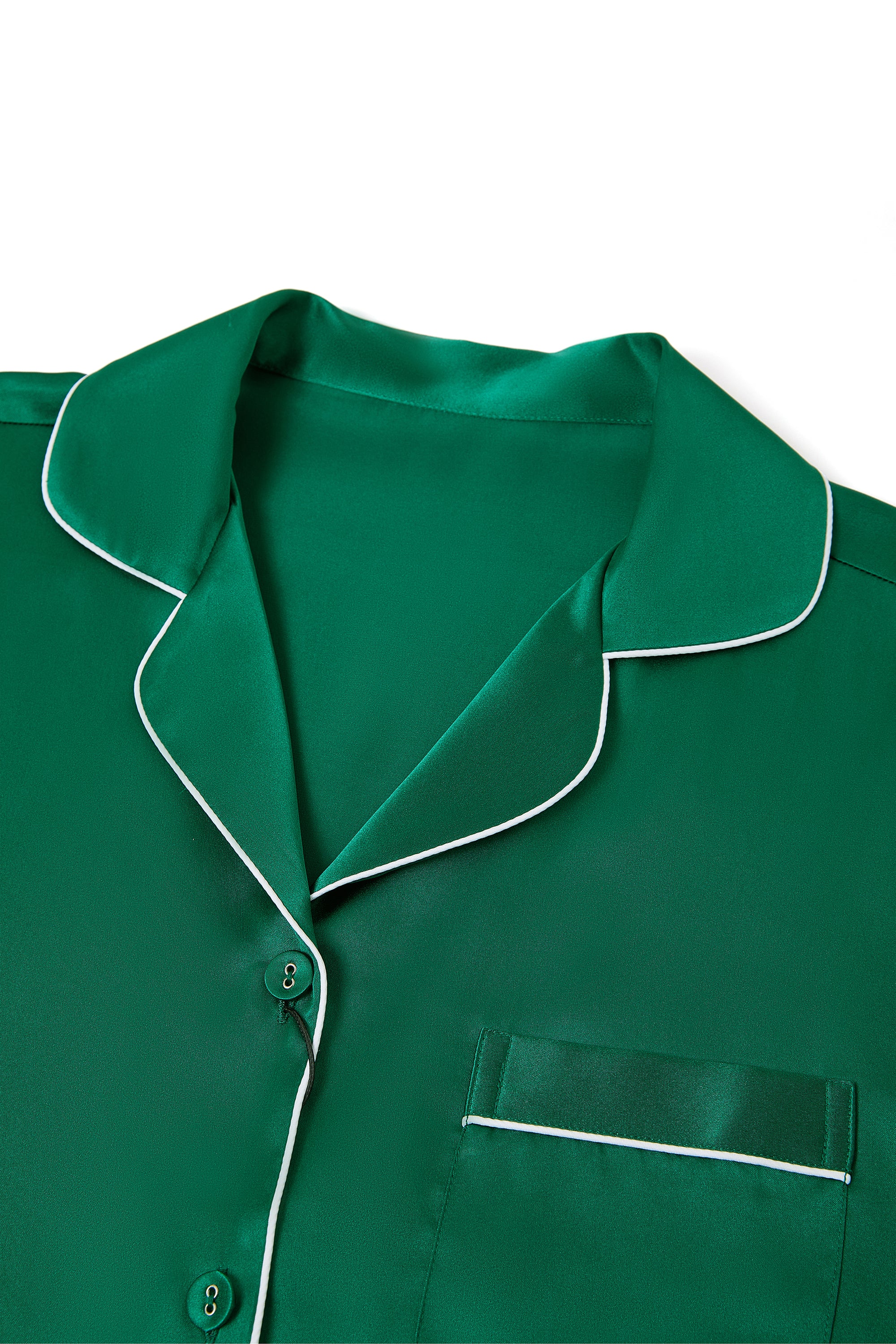 Viridian Lake Silk Pajama Set In Mulberry Silk - Viridian Depth