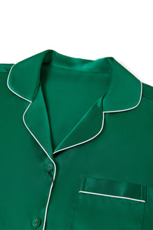 Viridian Lake Silk Pajama Set In Mulberry Silk - Viridian Depth