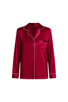 Crimson Maple Silk Pajama Set In Mulberry Silk - Mulled Wine