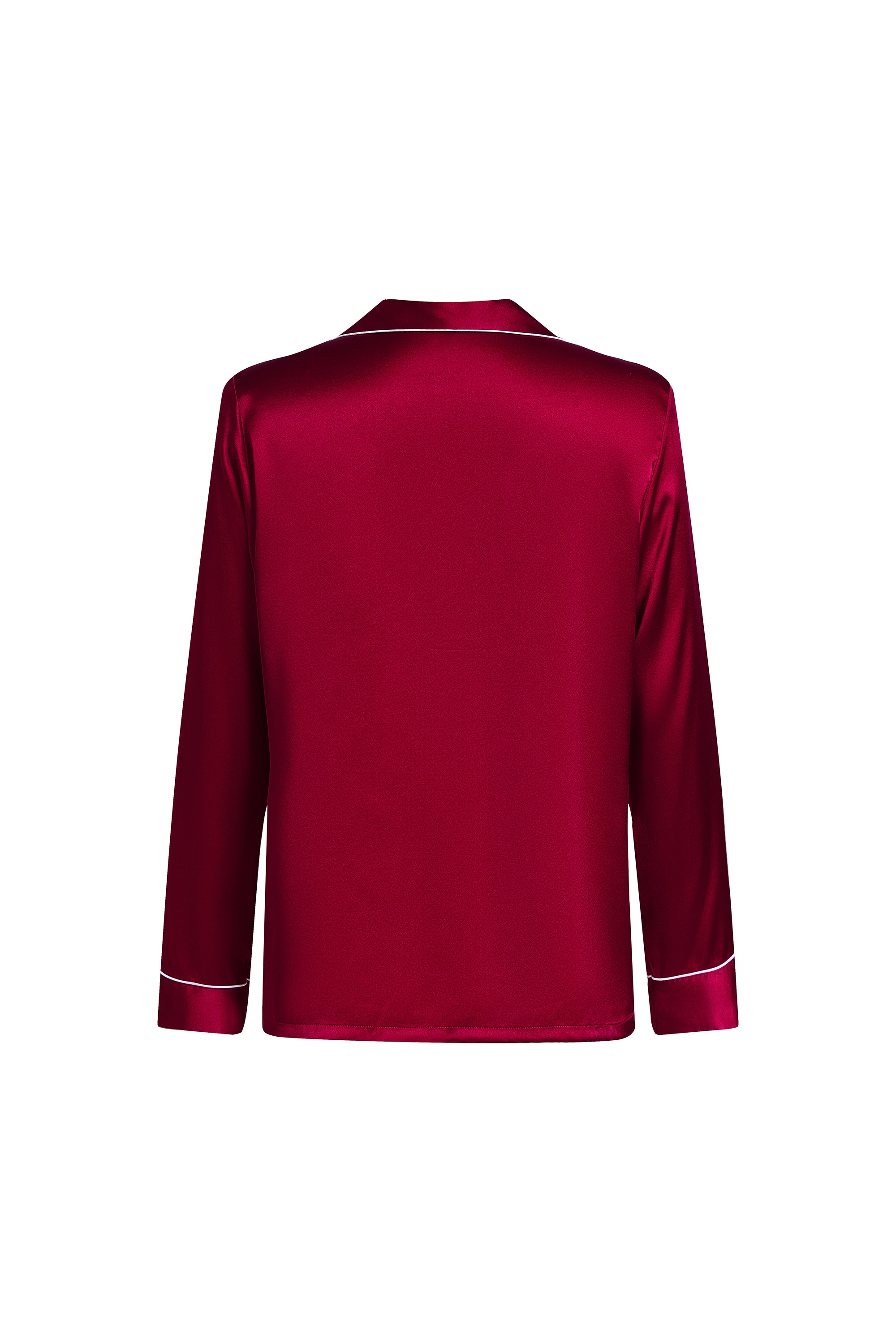 Crimson Maple Silk Pajama Set In Mulberry Silk - Mulled Wine