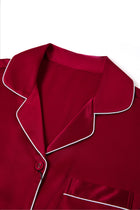 Crimson Maple Silk Pajama Set In Mulberry Silk - Mulled Wine