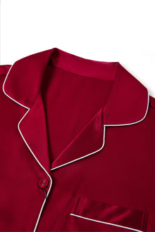 Crimson Maple Silk Pajama Set In Mulberry Silk - Mulled Wine