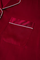 Crimson Maple Silk Pajama Set In Mulberry Silk - Mulled Wine