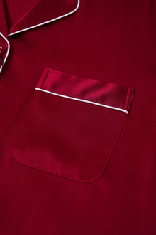 Crimson Maple Silk Pajama Set In Mulberry Silk - Mulled Wine