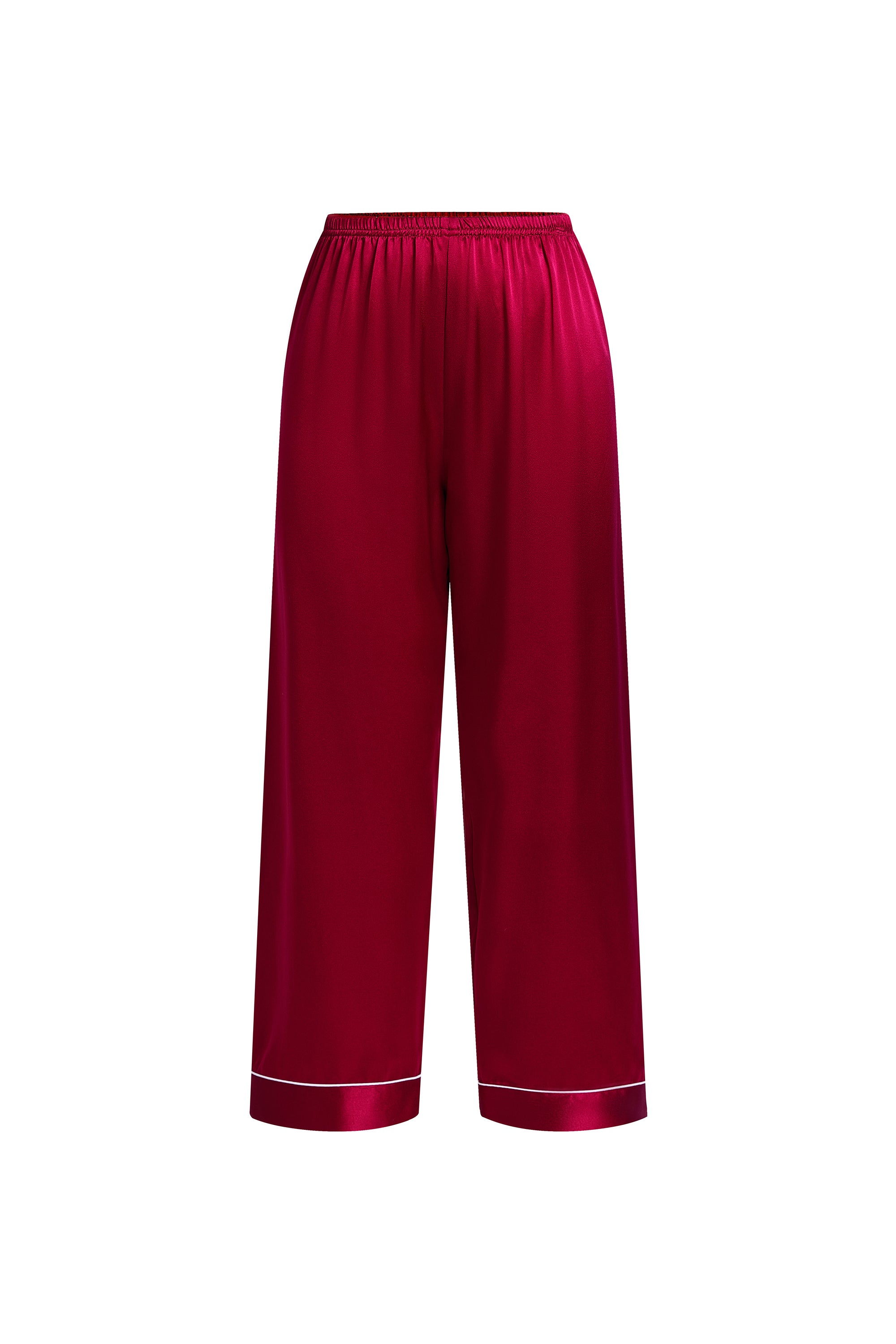 Crimson Maple Silk Pajama Set In Mulberry Silk - Mulled Wine