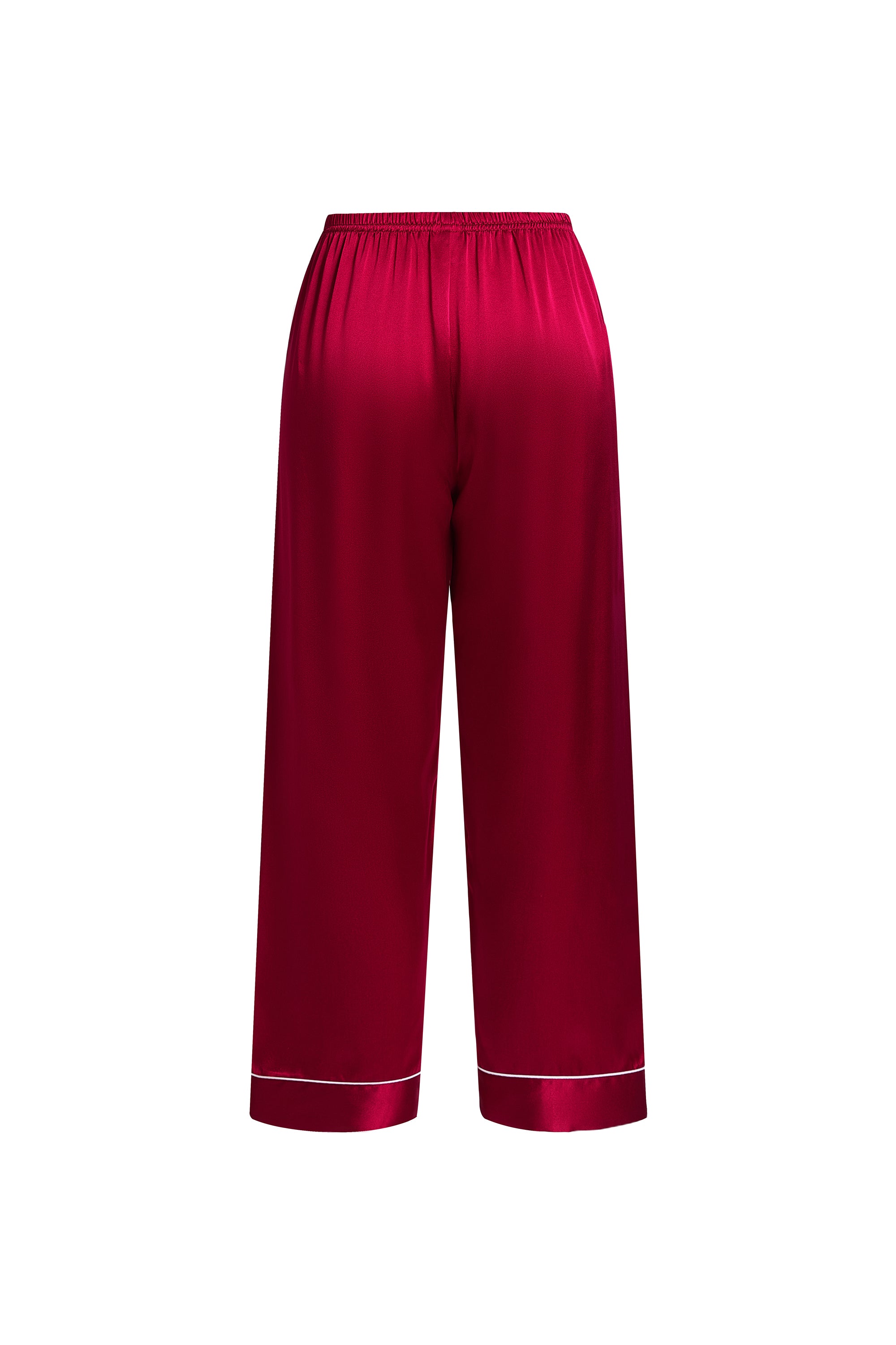 Crimson Maple Silk Pajama Set In Mulberry Silk - Mulled Wine