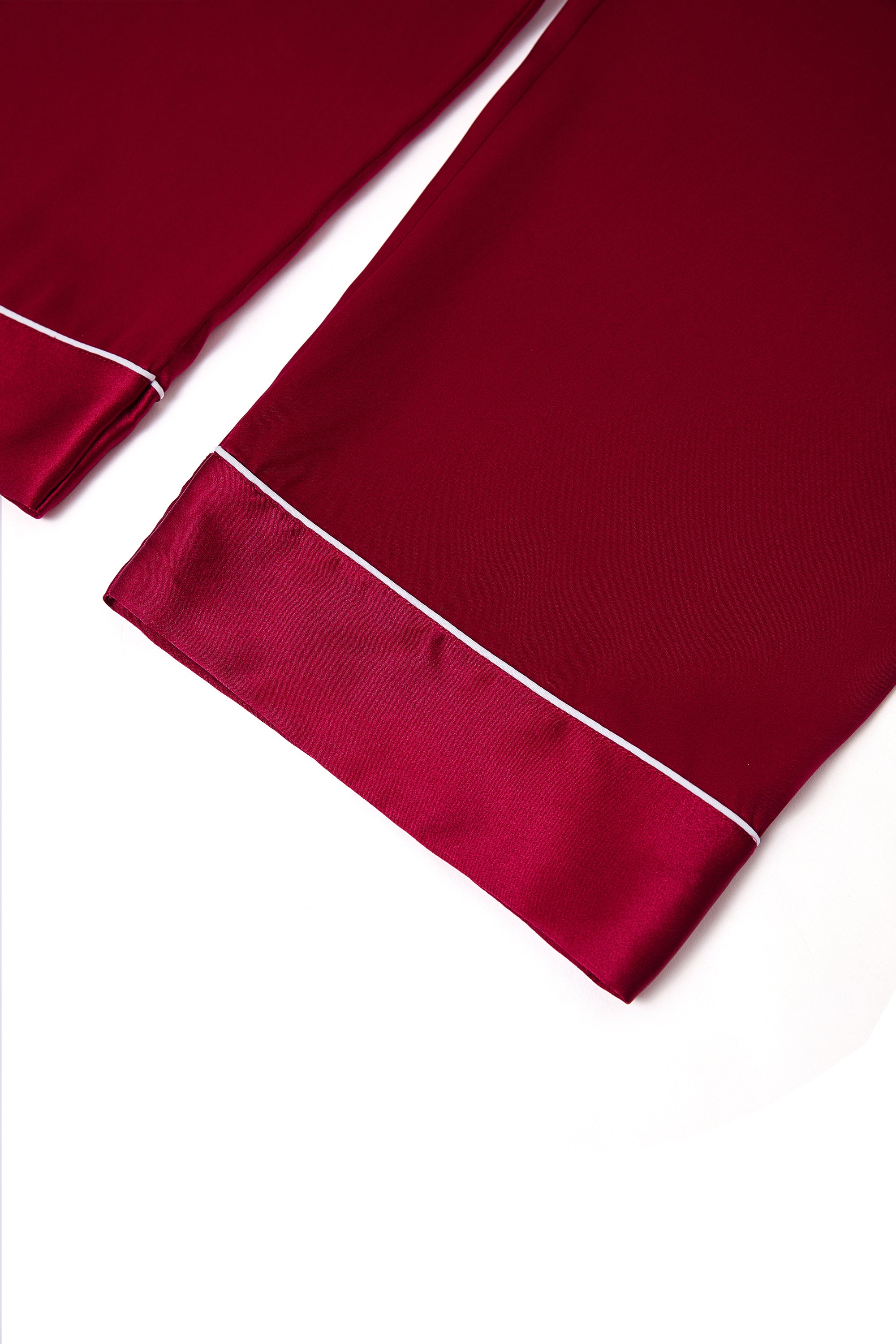 Crimson Maple Silk Pajama Set In Mulberry Silk - Mulled Wine