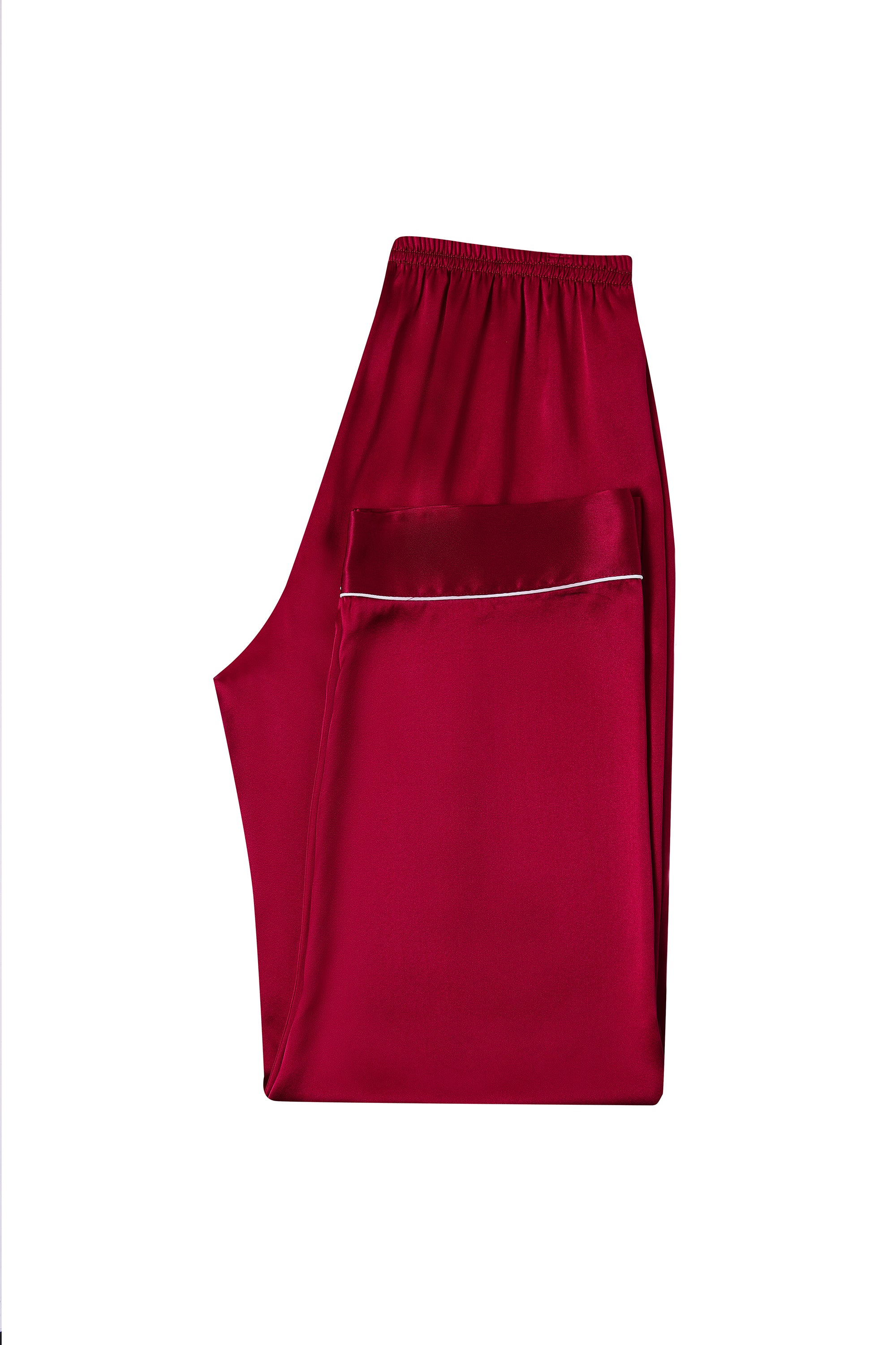 Crimson Maple Silk Pajama Set In Mulberry Silk - Mulled Wine