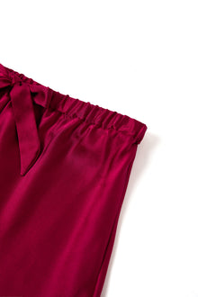 Crimson Maple Cami and Shorts Set In Mulberry Silk - Mulled Wine