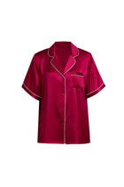 Crimson Maple Short Sleeve and Tap Pants Set In Mulberry Silk - Mulled Wine