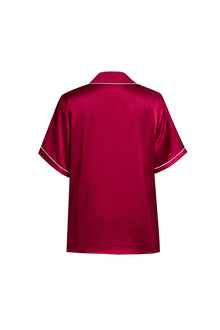 Crimson Maple Short Sleeve and Tap Pants Set In Mulberry Silk - Mulled Wine