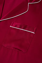 Crimson Maple Short Sleeve and Tap Pants Set In Mulberry Silk - Mulled Wine