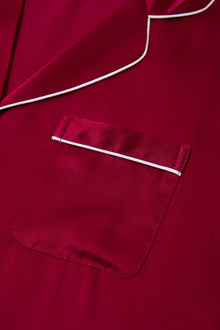 Crimson Maple Short Sleeve and Tap Pants Set In Mulberry Silk - Mulled Wine