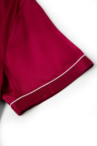 Crimson Maple Short Sleeve and Tap Pants Set In Mulberry Silk - Mulled Wine