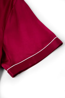 Crimson Maple Short Sleeve and Tap Pants Set In Mulberry Silk - Mulled Wine