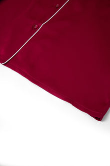 Crimson Maple Short Sleeve and Tap Pants Set In Mulberry Silk - Mulled Wine