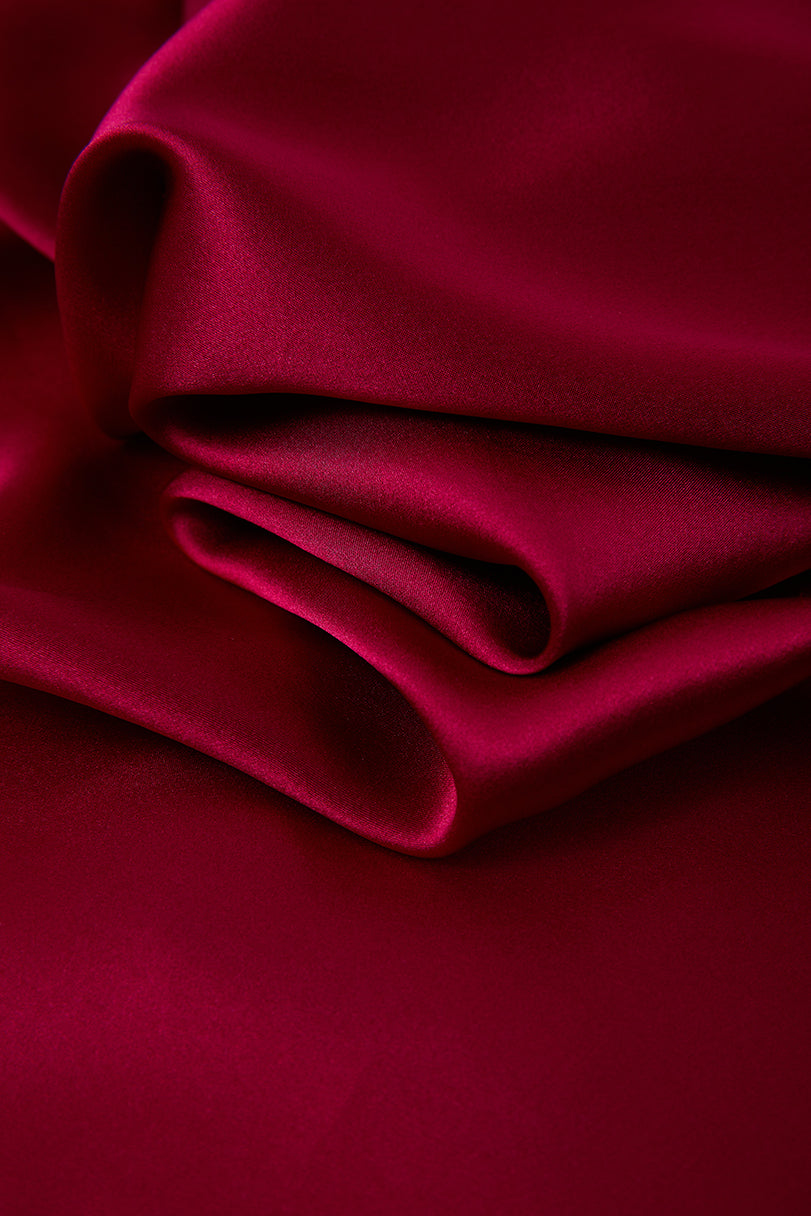 Crimson Maple Short Sleeve and Tap Pants Set In Mulberry Silk - Mulled Wine