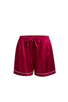 Crimson Maple Short Sleeve and Tap Pants Set In Mulberry Silk - Mulled Wine