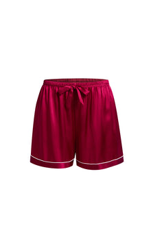 Crimson Maple Short Sleeve and Tap Pants Set In Mulberry Silk - Mulled Wine