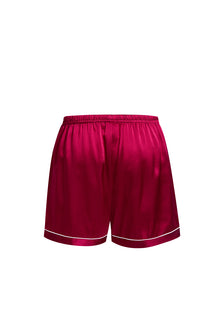 Crimson Maple Short Sleeve and Tap Pants Set In Mulberry Silk - Mulled Wine