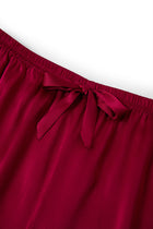 Crimson Maple Short Sleeve and Tap Pants Set In Mulberry Silk - Mulled Wine
