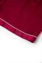 Crimson Maple Short Sleeve and Tap Pants Set In Mulberry Silk - Mulled Wine