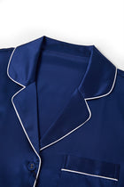 Midnight indigo Short Sleeve and Tap Pants Set In Mulberry Silk - Midnight Core