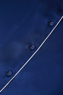 Midnight indigo Short Sleeve and Tap Pants Set In Mulberry Silk - Midnight Core