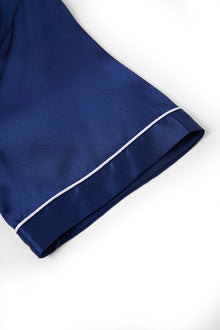 Midnight indigo Short Sleeve and Tap Pants Set In Mulberry Silk - Midnight Core