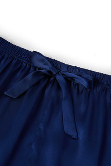 Midnight indigo Short Sleeve and Tap Pants Set In Mulberry Silk - Midnight Core