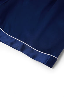 Midnight indigo Short Sleeve and Tap Pants Set In Mulberry Silk - Midnight Core