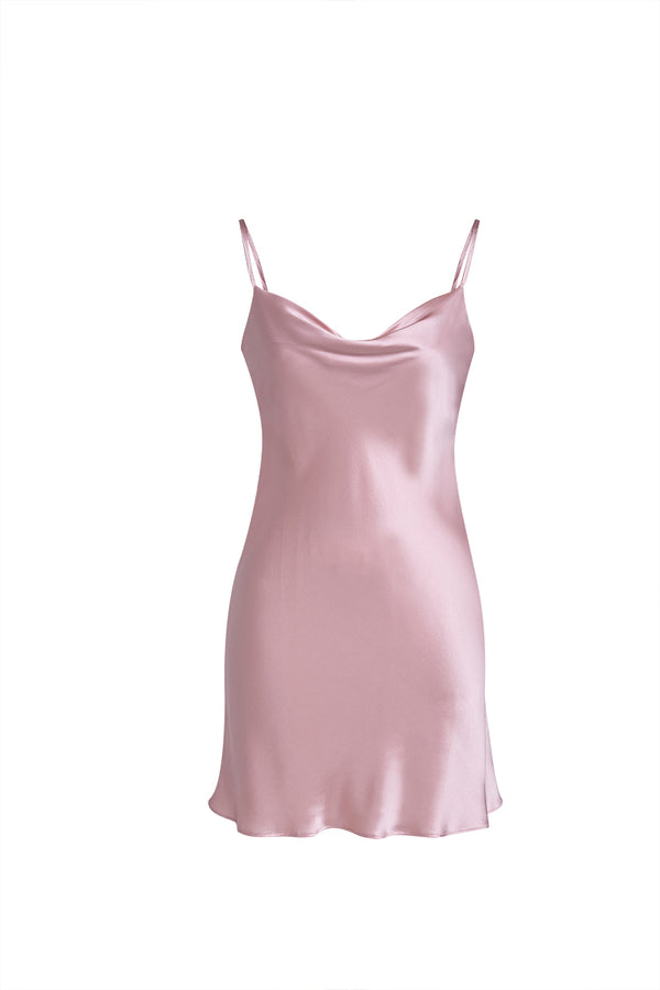 Blushing Skies Slip Dress In Mulberry Silk - Afterglow Rose