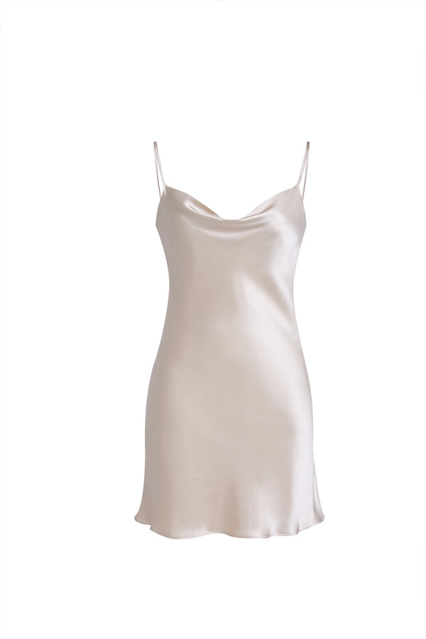 Wheat Shadows Slip Dress In Mulberry Silk - Champagne Breeze