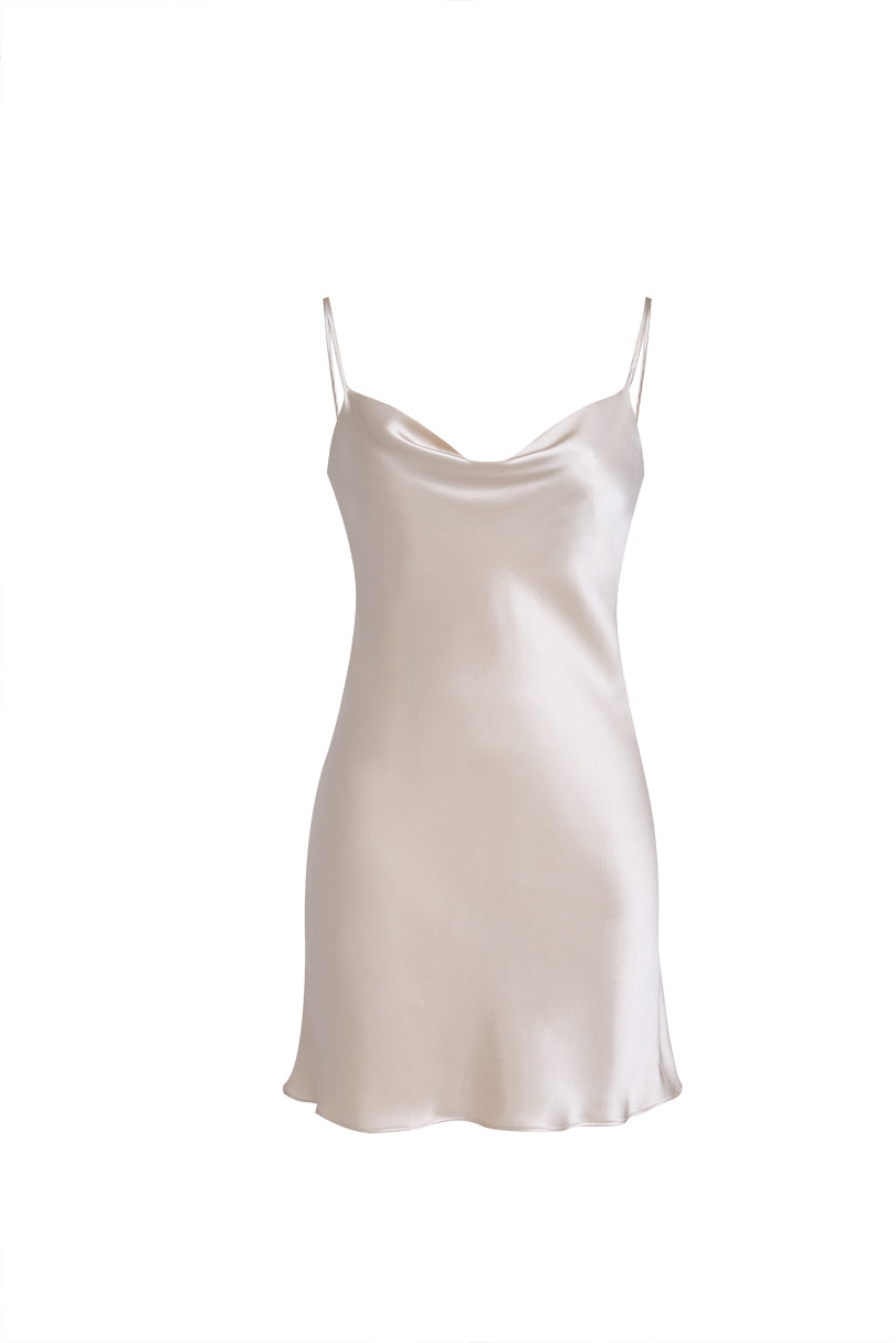 Wheat Shadows Slip Dress In Mulberry Silk - Champagne Breeze