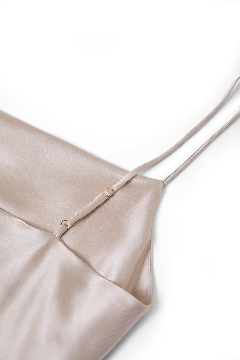 Wheat Shadows Slip Dress In Mulberry Silk - Champagne Breeze