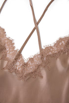 Wheat Shadows Slip Dress In Mulberry Silk - Latte Harvest
