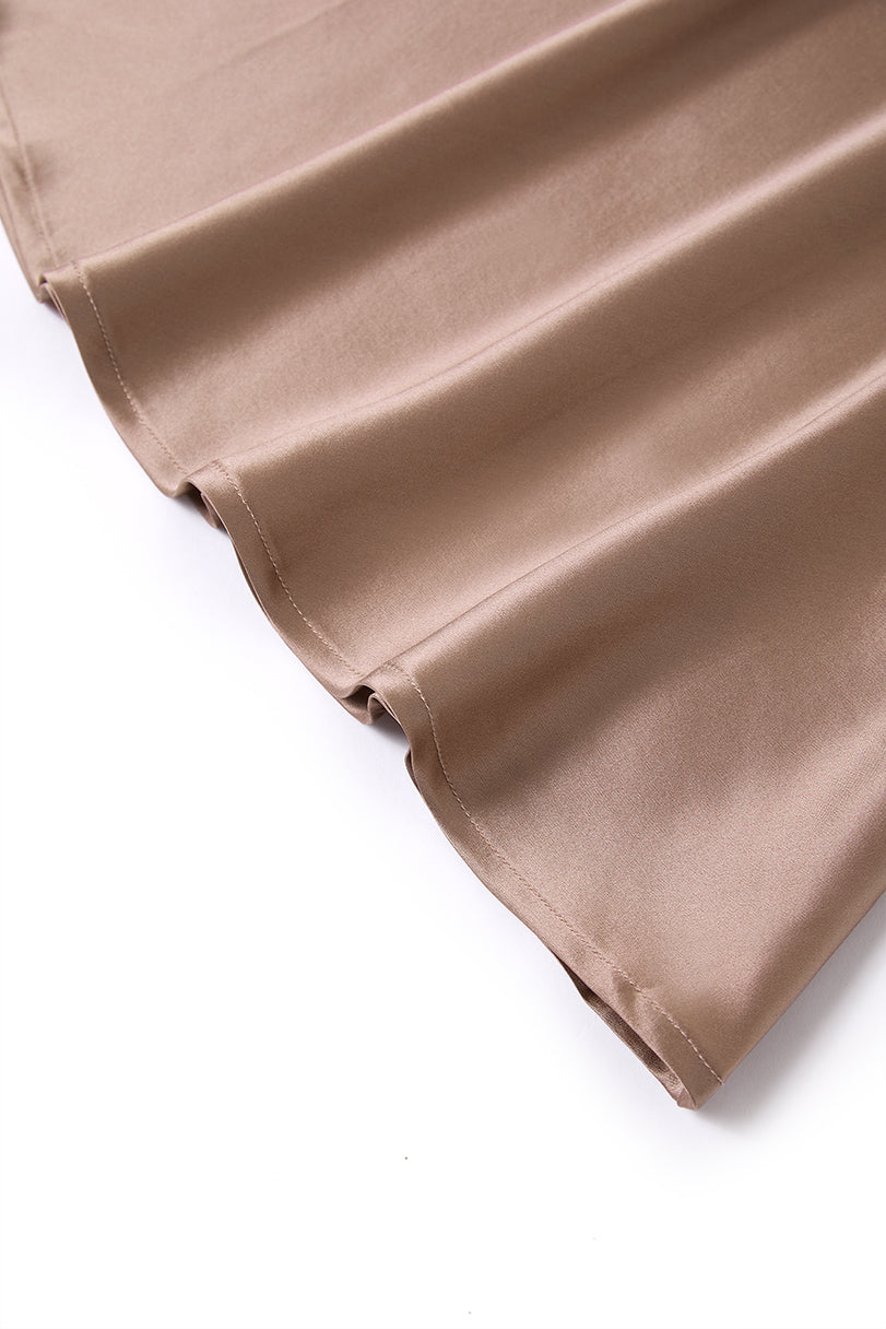 Wheat Shadows Slip Dress In Mulberry Silk - Latte Harvest
