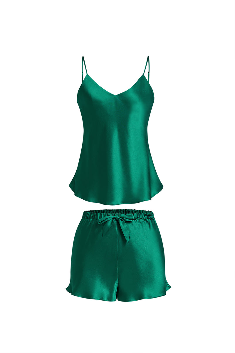 Viridian Lake Cami and Shorts Set In Mulberry Silk - Viridian Depth