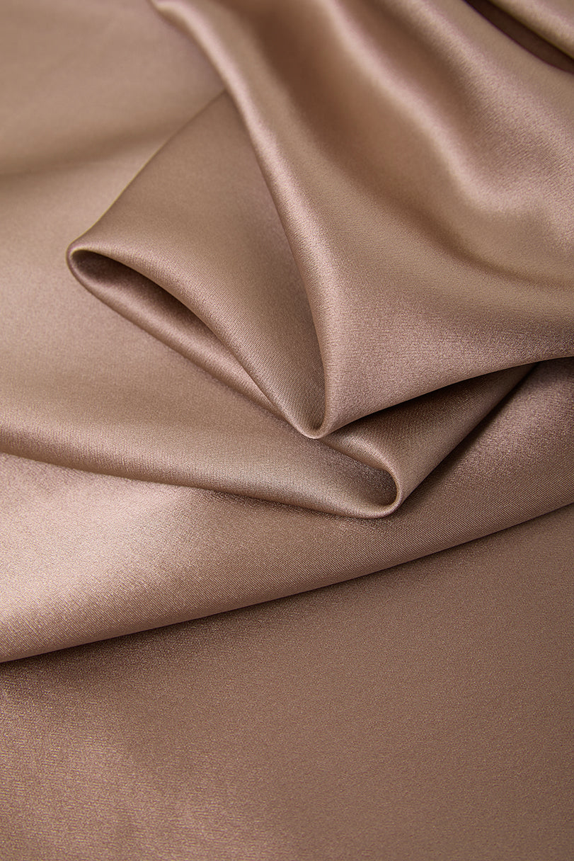 Wheat Shadows Slip Dress In Mulberry Silk - Latte Harvest