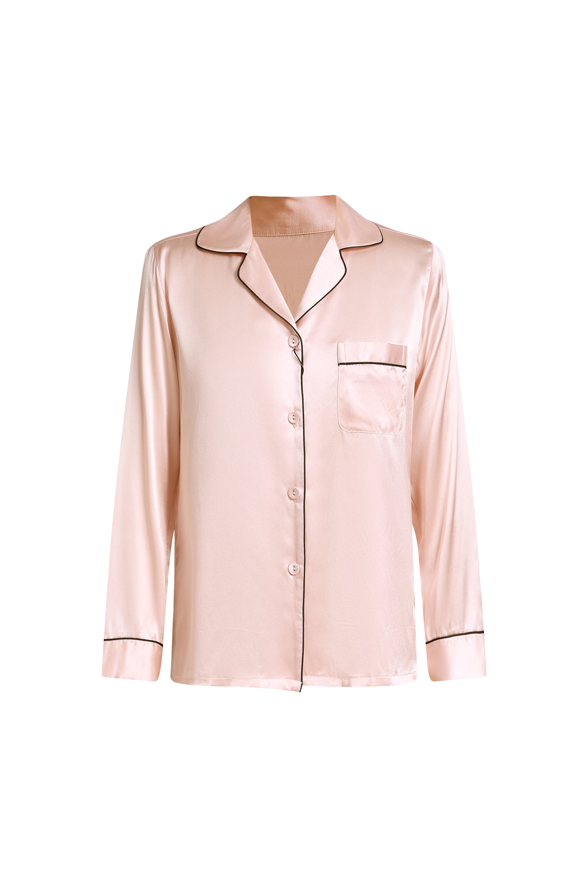 Blushing Skies Silk Pajama Set In Mulberry Silk - Peach Sorbet
