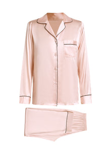 Blushing Skies Silk Pajama Set In Mulberry Silk - Peach Sorbet