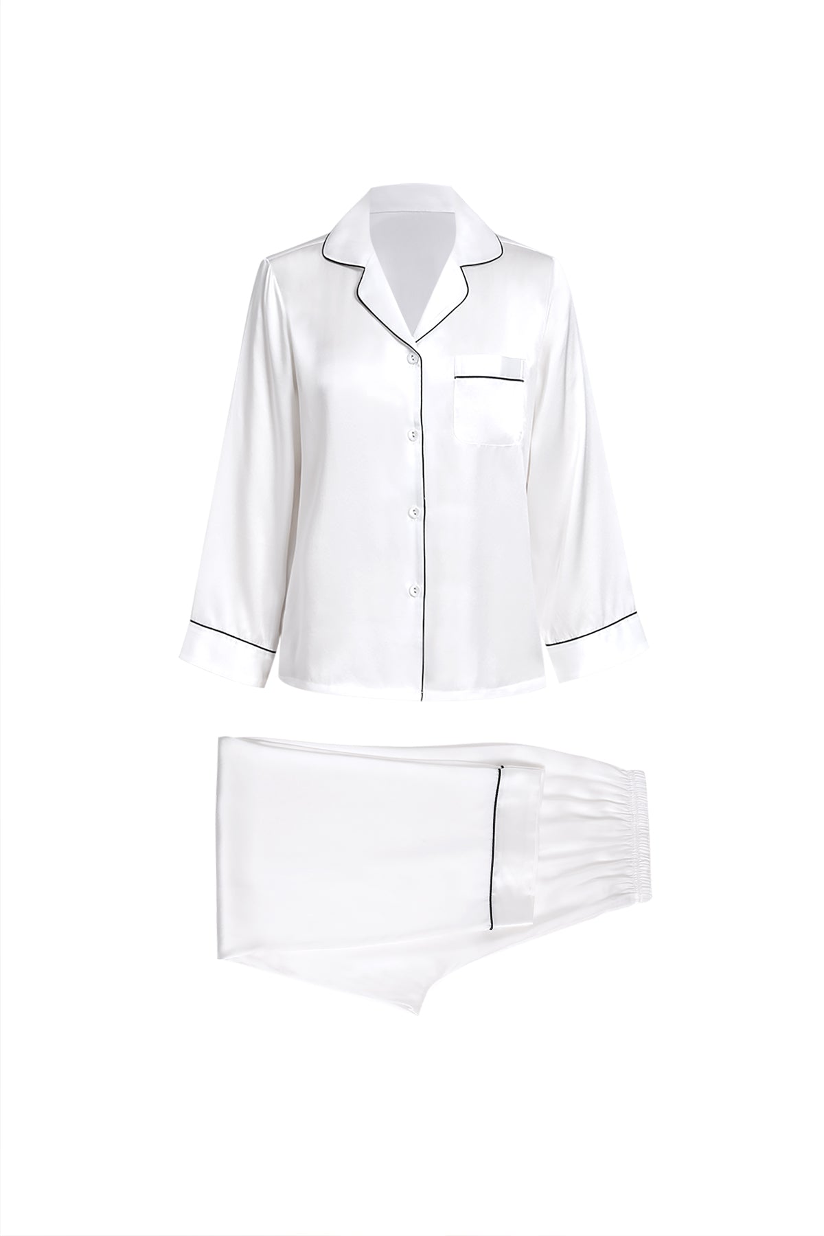 Lunar Glow Silk Pajama Set In Mulberry Silk - Moonbeam