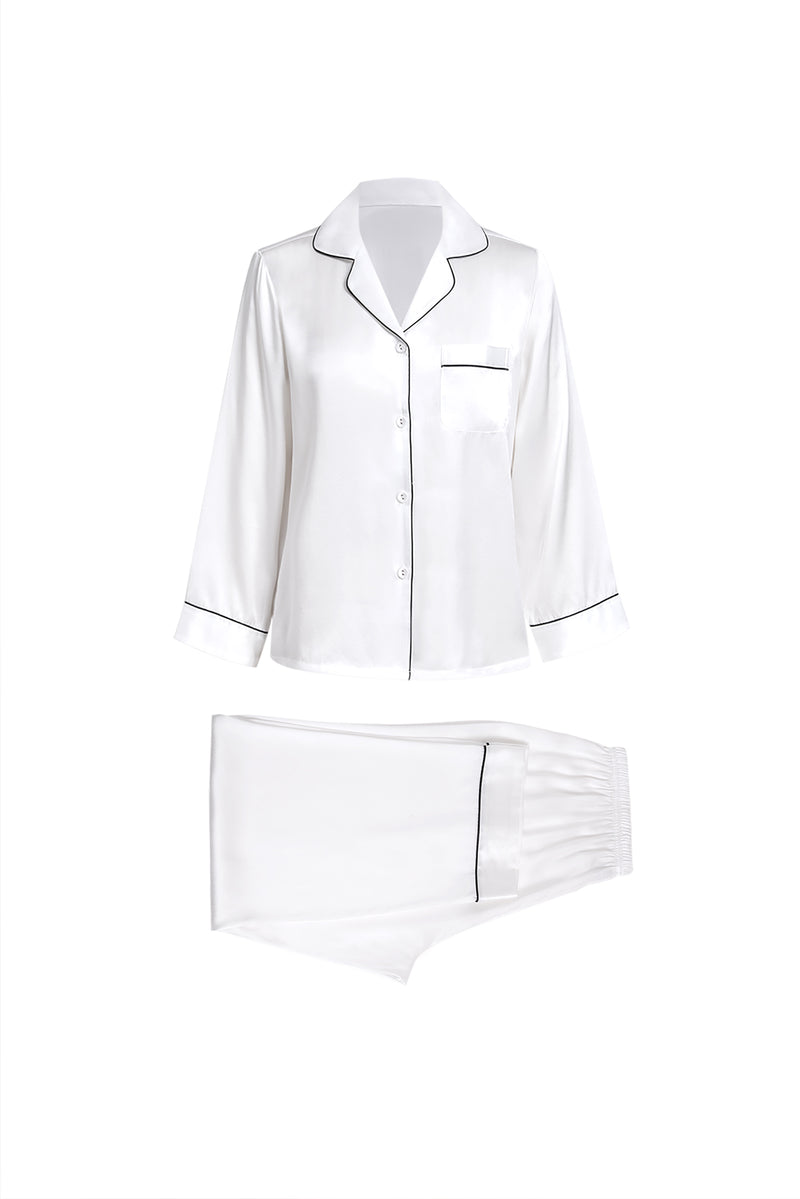 Lunar Glow Silk Pajama Set In Mulberry Silk - Moonbeam
