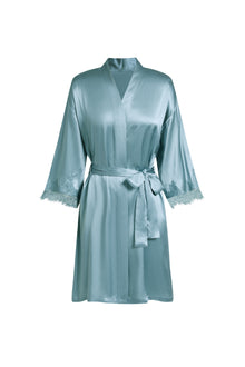 Viridian Lake Robe In Mulberry Silk - Twilight Sea