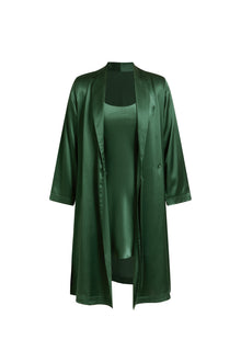 Viridian Lake Chemise and Robe Set In Mulberry Silk - Pine Shadow