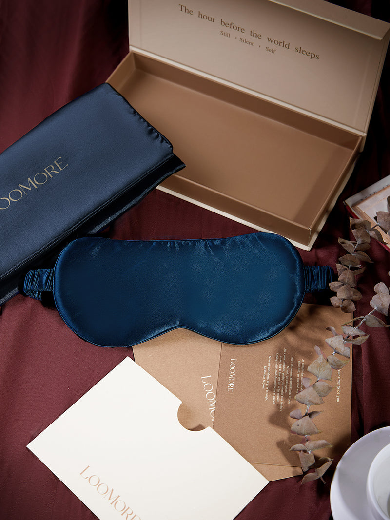 Midnight indigo Eye Mask In Mulberry Silk - Midnight Core