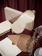 Wheat Shadows Eye Mask In Mulberry Silk - Champagne Breeze