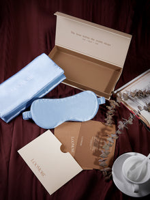 Midnight indigo Eye Mask In Mulberry Silk - Twilight Sea